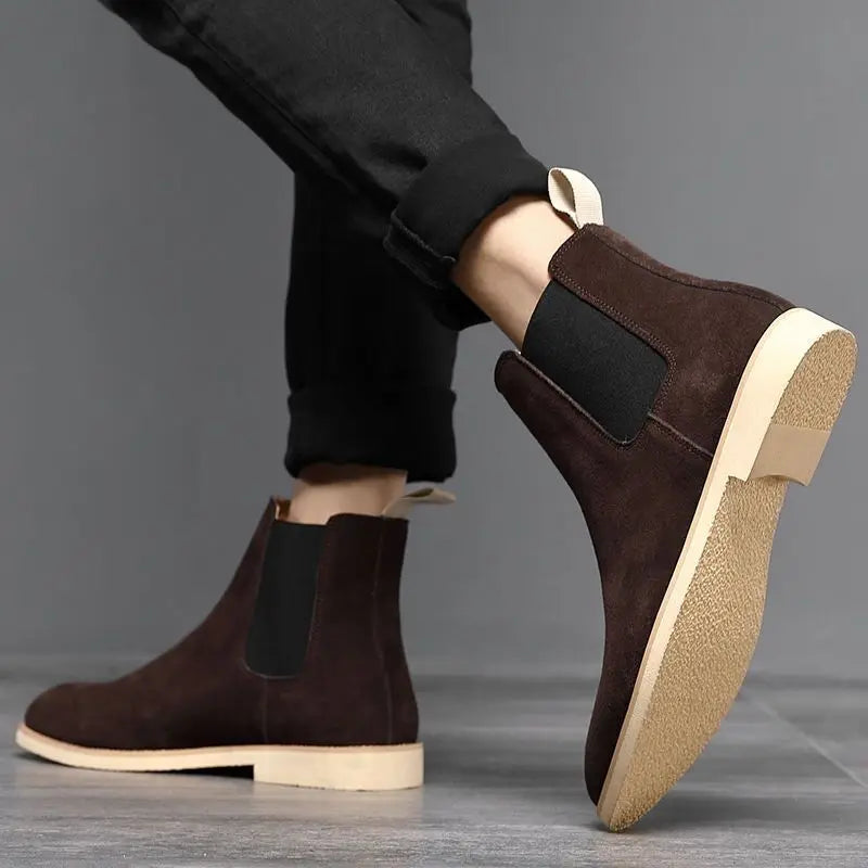 Men's Retro Chelsea Boots - Medium-High Ankle Design
