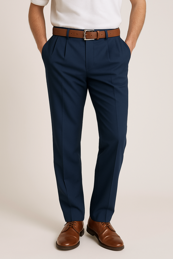 Men's Tapered Cotton Trousers - Casual Office Wear