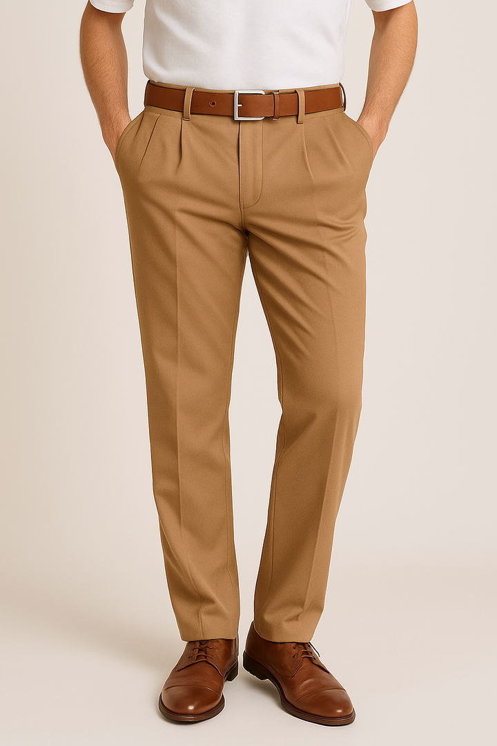 Men's Tapered Cotton Trousers - Casual Office Wear
