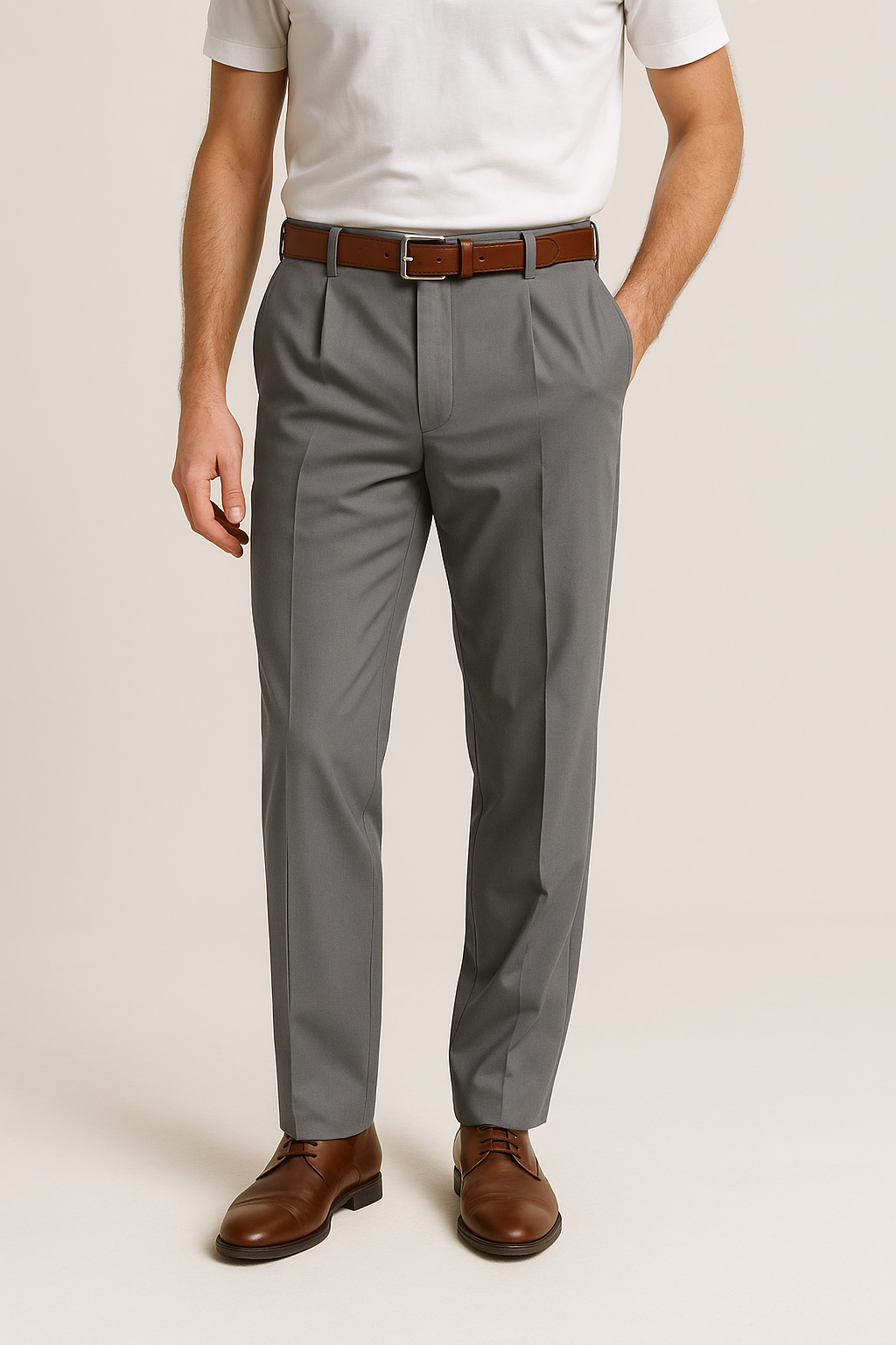 Men's Tapered Cotton Trousers - Casual Office Wear