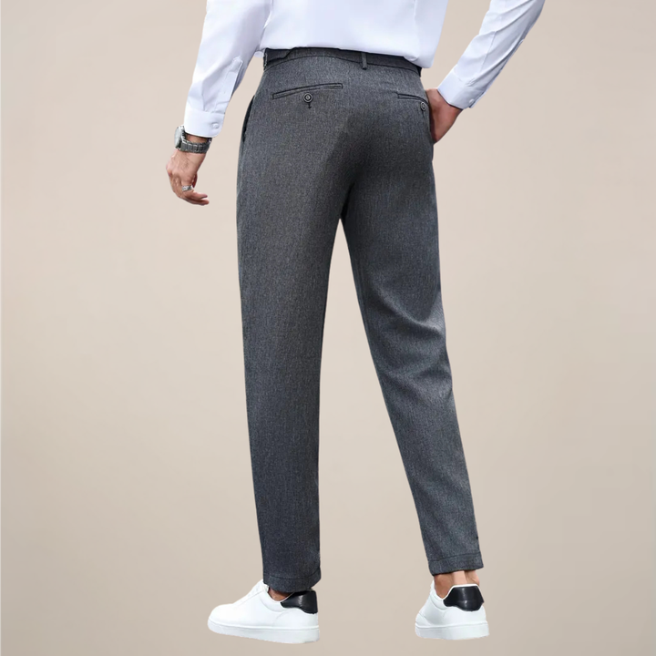 Men's Pleated Cotton Trousers - Tailored Fit for Business Casual