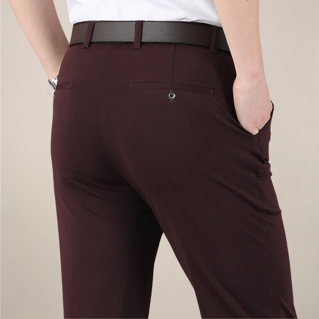 Men's Slim Fit Stretch Waist Trousers - Smart Casual Wear