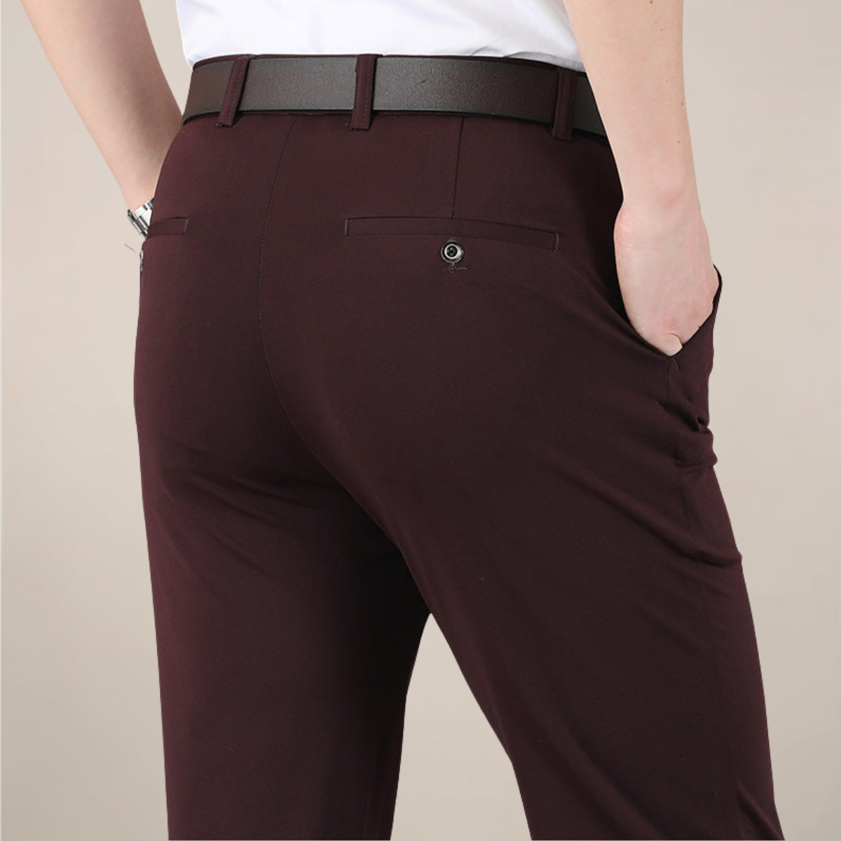 Men's Slim Fit Stretch Waist Trousers - Smart Casual Wear