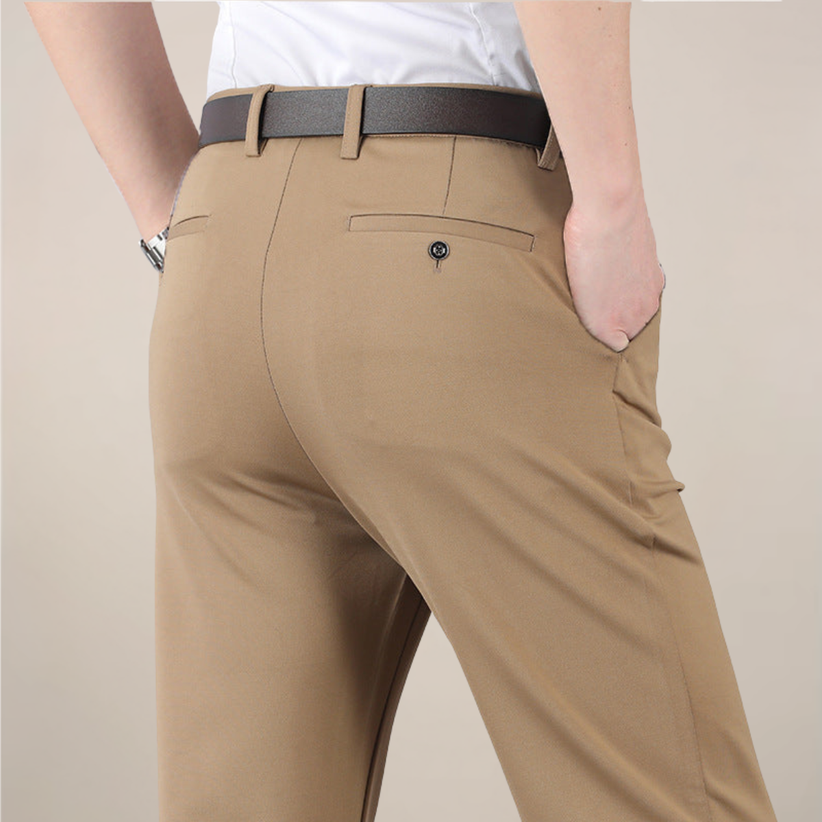 Men's Slim Fit Stretch Waist Trousers - Smart Casual Wear
