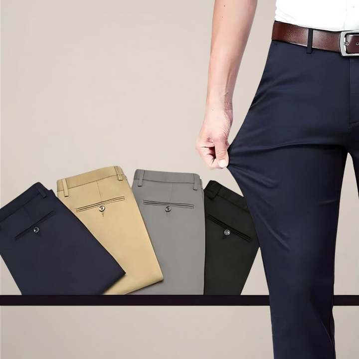 Men's Slim Fit Stretch Waist Trousers - Smart Casual Wear