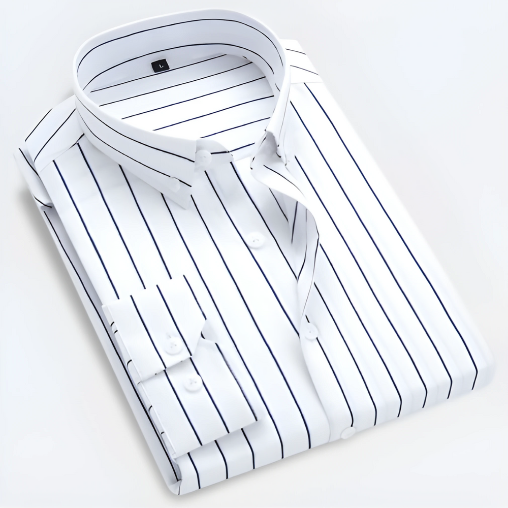 Men's Striped Cotton Long Sleeve Shirt - Smart Casual