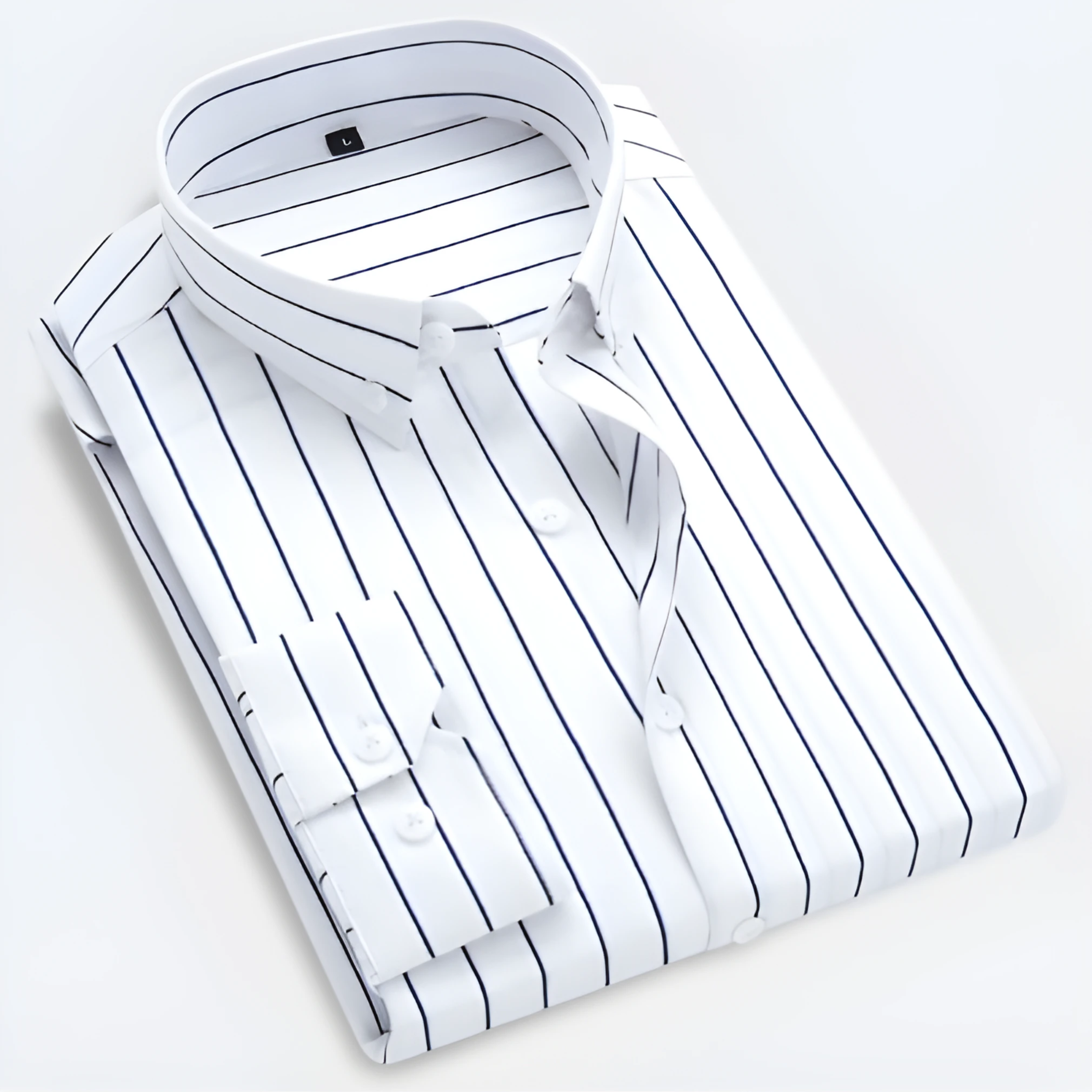 Men's Striped Cotton Long Sleeve Shirt - Smart Casual