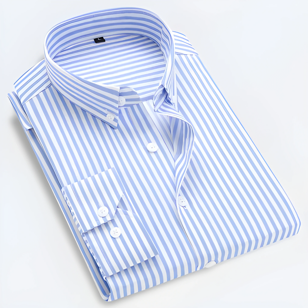 Men's Striped Cotton Long Sleeve Shirt - Smart Casual