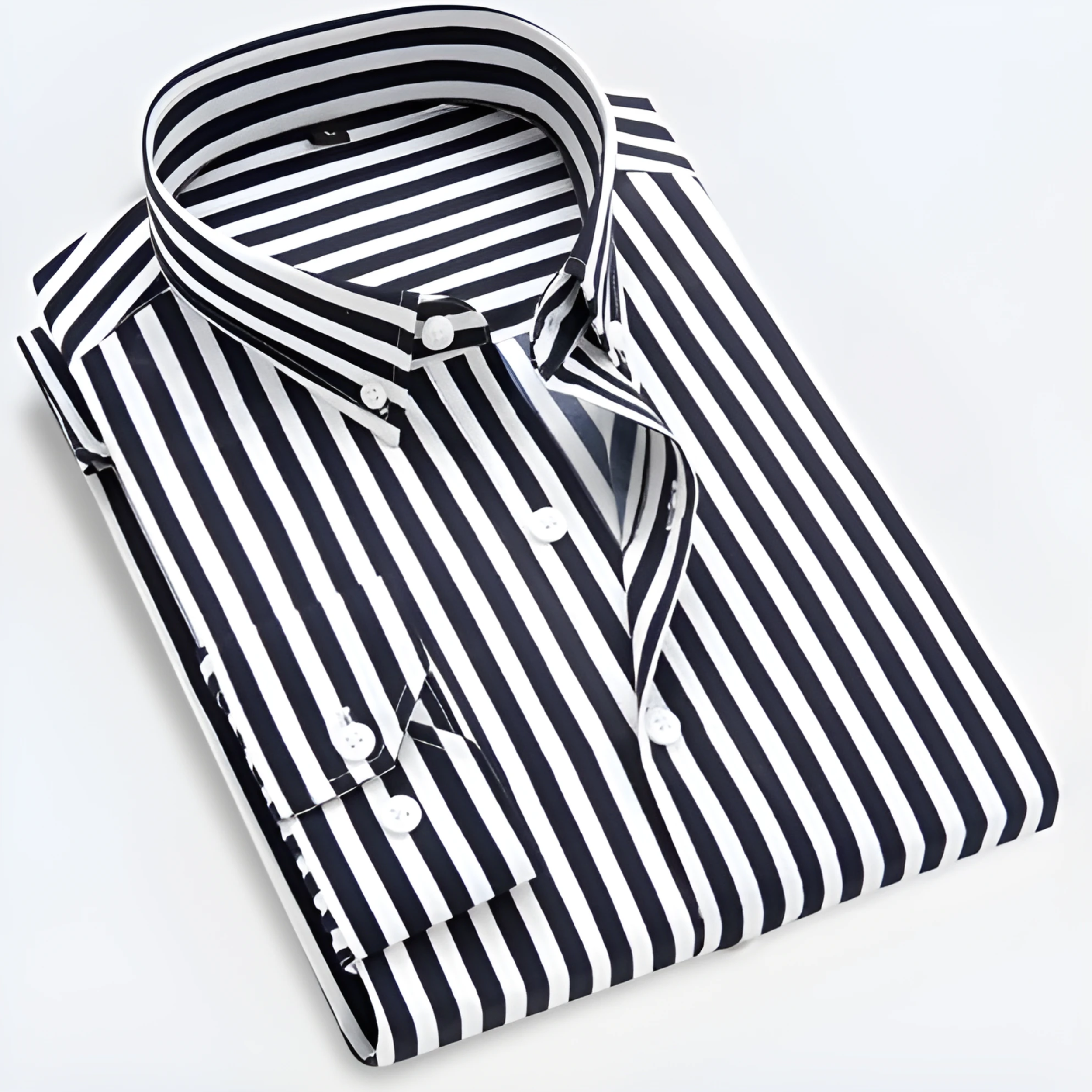 Men's Striped Cotton Long Sleeve Shirt - Smart Casual