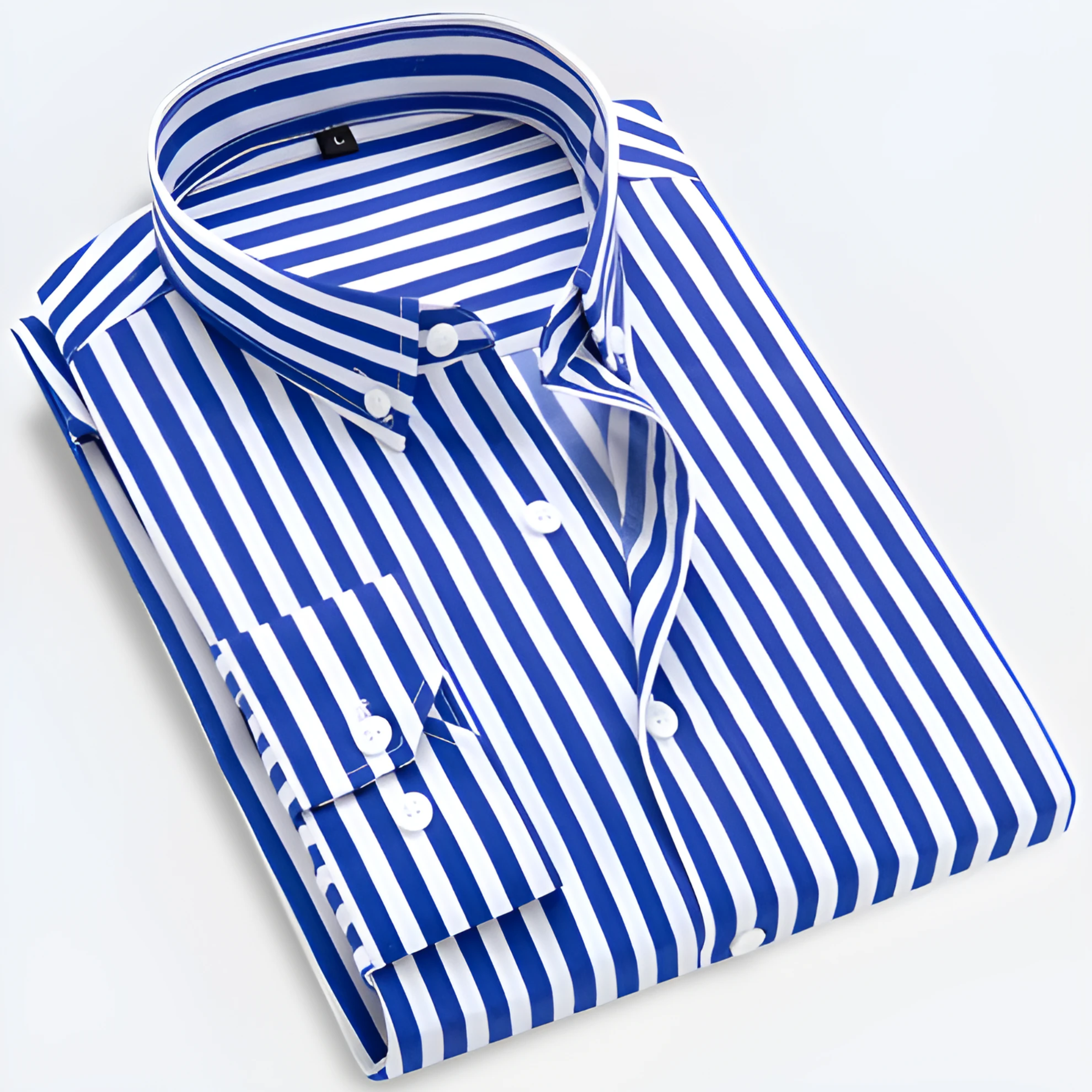 Men's Striped Cotton Long Sleeve Shirt - Smart Casual