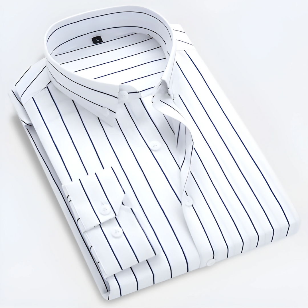 Men's Striped Cotton Long Sleeve Shirt - Smart Casual