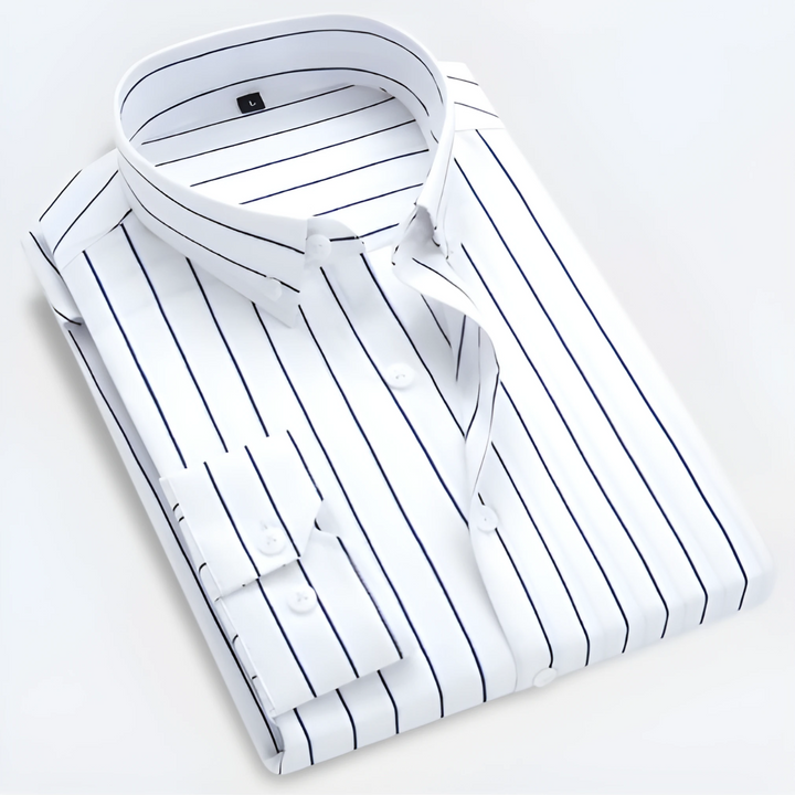 Men's Striped Cotton Long Sleeve Shirt - Smart Casual
