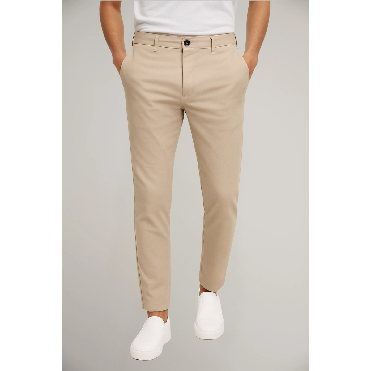 Men's Classic Flat-Front Trousers - Relaxed Fit Workwear