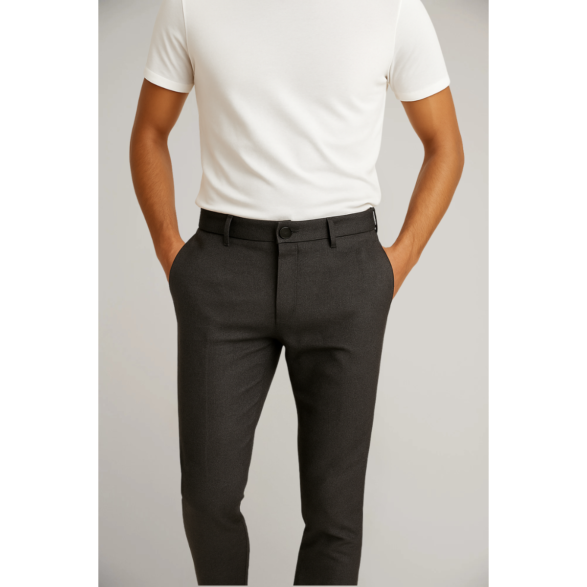 Men's Classic Flat-Front Trousers - Relaxed Fit Workwear