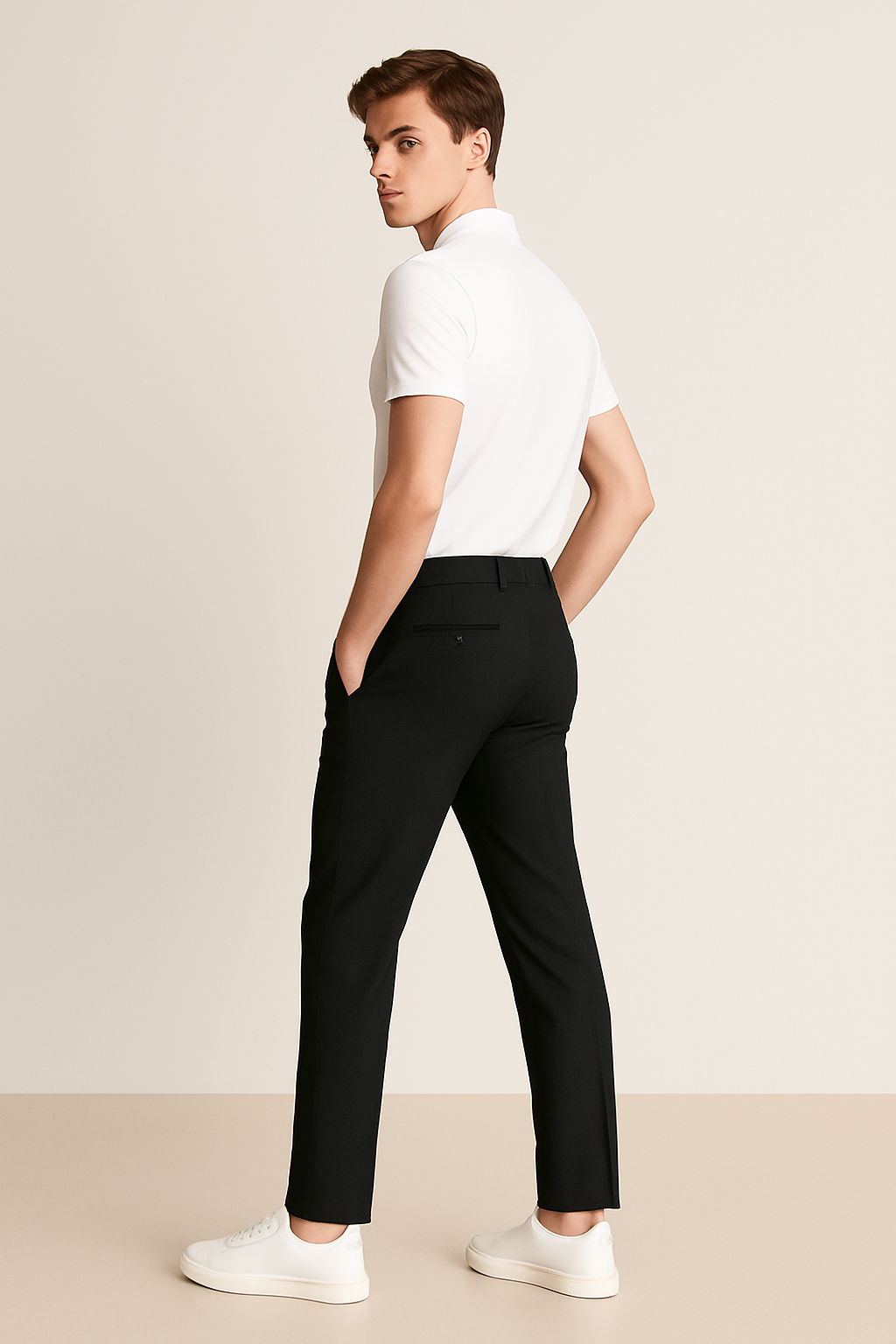 Men's Classic Flat-Front Trousers - Relaxed Fit Workwear