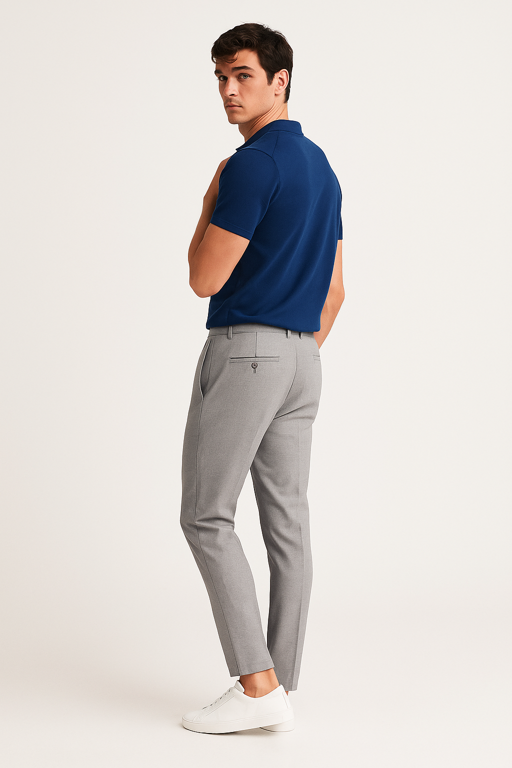 Men's Classic Flat-Front Trousers - Relaxed Fit Workwear