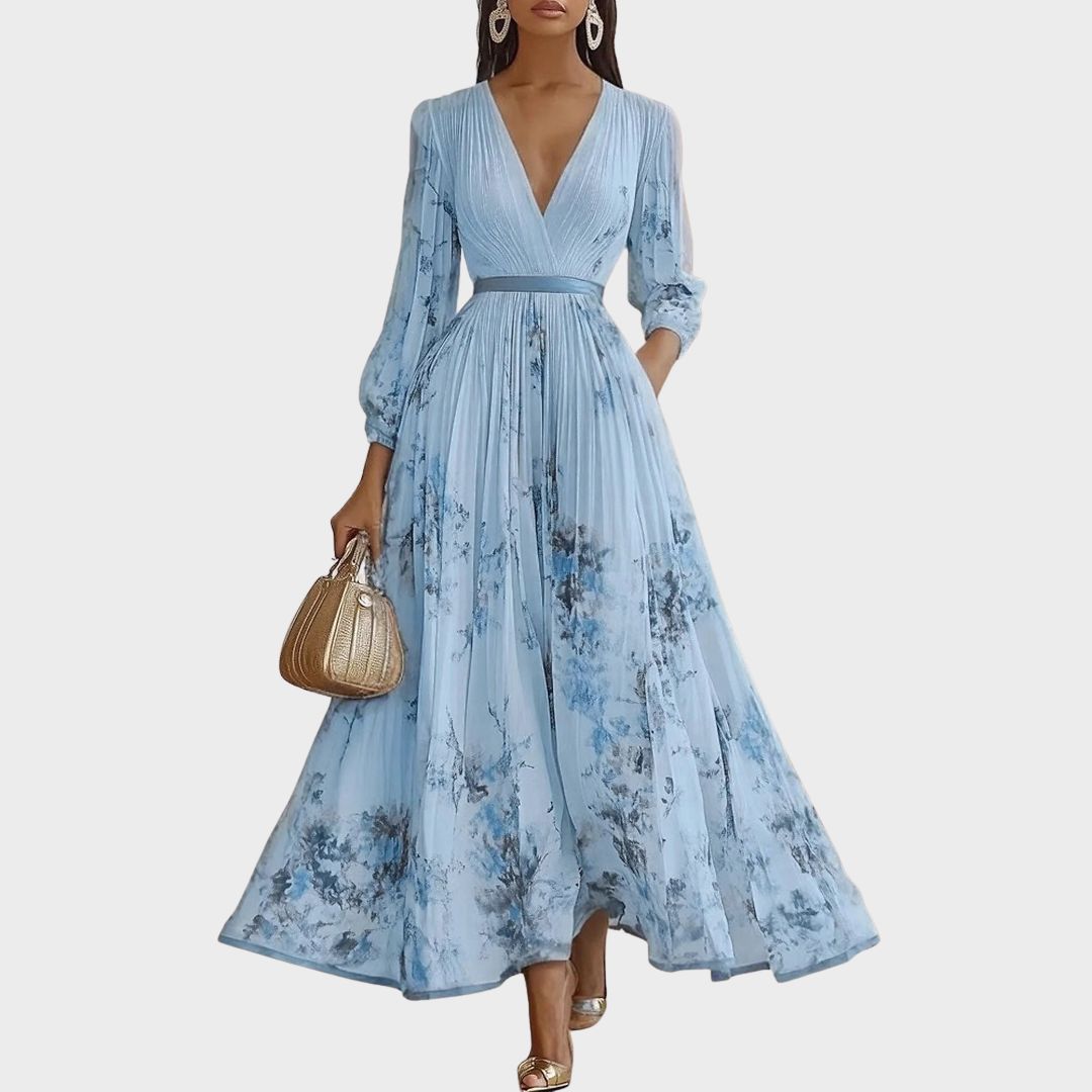 Women's Pleated Midi Dress - Summer Evening