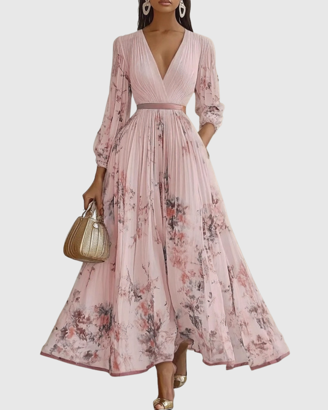Women's Pleated Midi Dress - Summer Evening