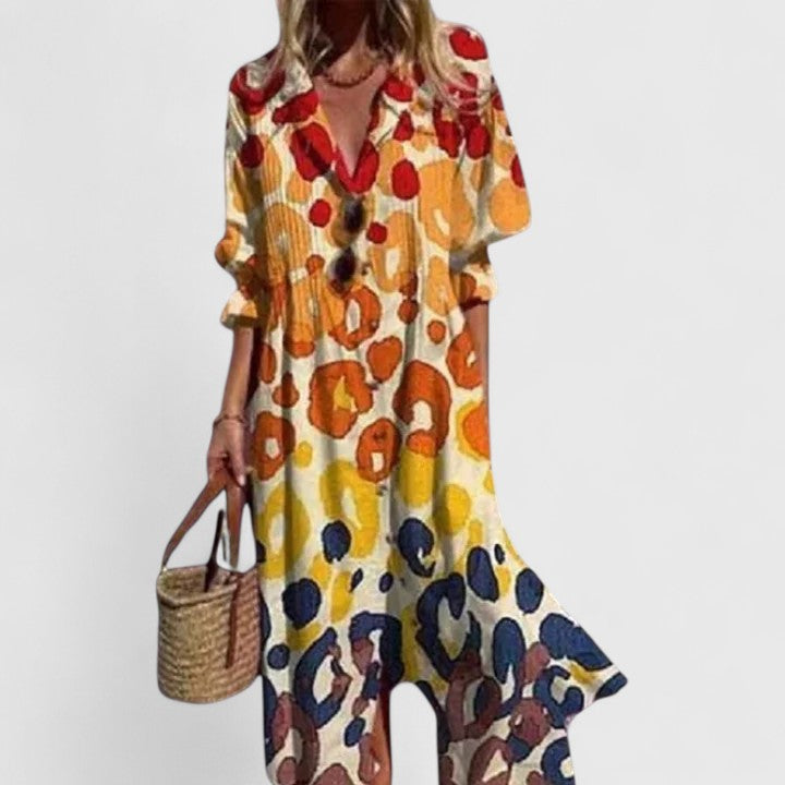 Women's Floral Midi Dress - Loose Fit Comfort