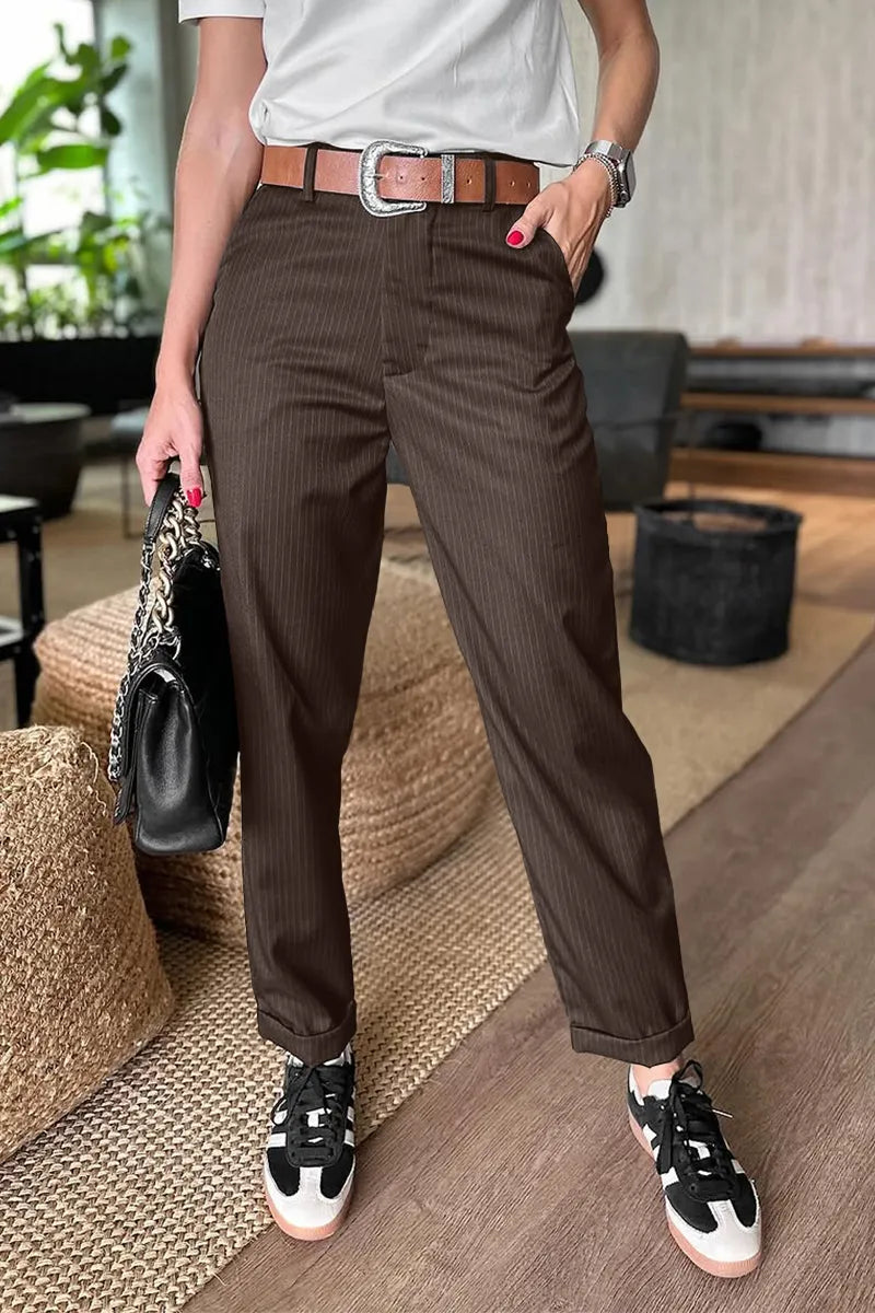 Samantha | Women's High-Waist Straight Leg Pants, Casual
