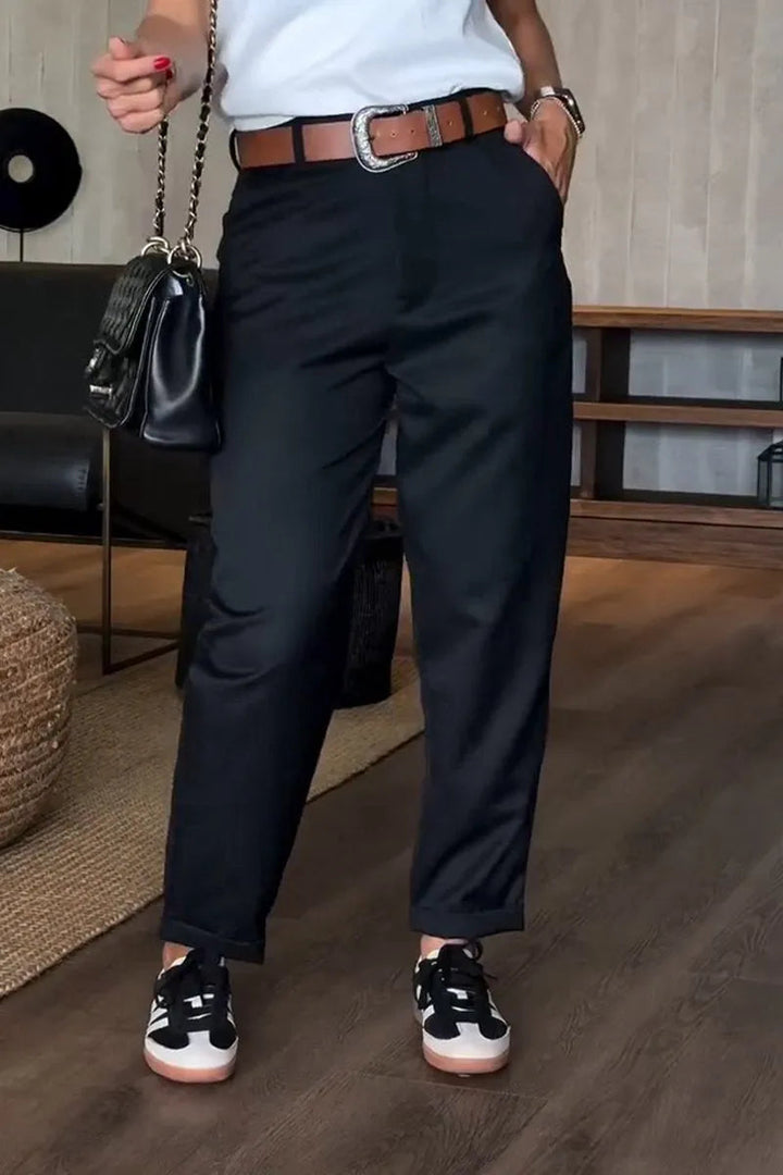 Samantha | Women's High-Waist Straight Leg Pants, Casual