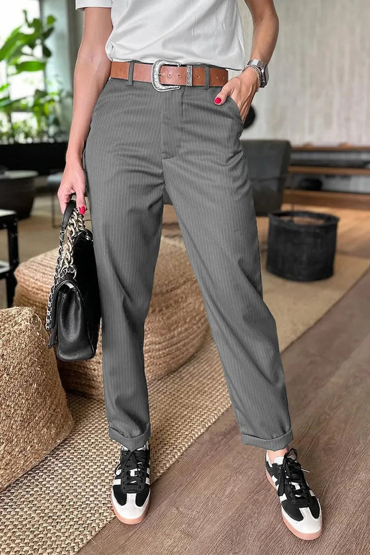 Samantha | Women's High-Waist Straight Leg Pants, Casual