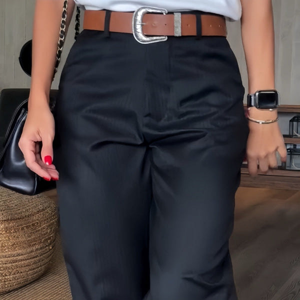 Samantha | Women's High-Waist Straight Leg Pants, Casual