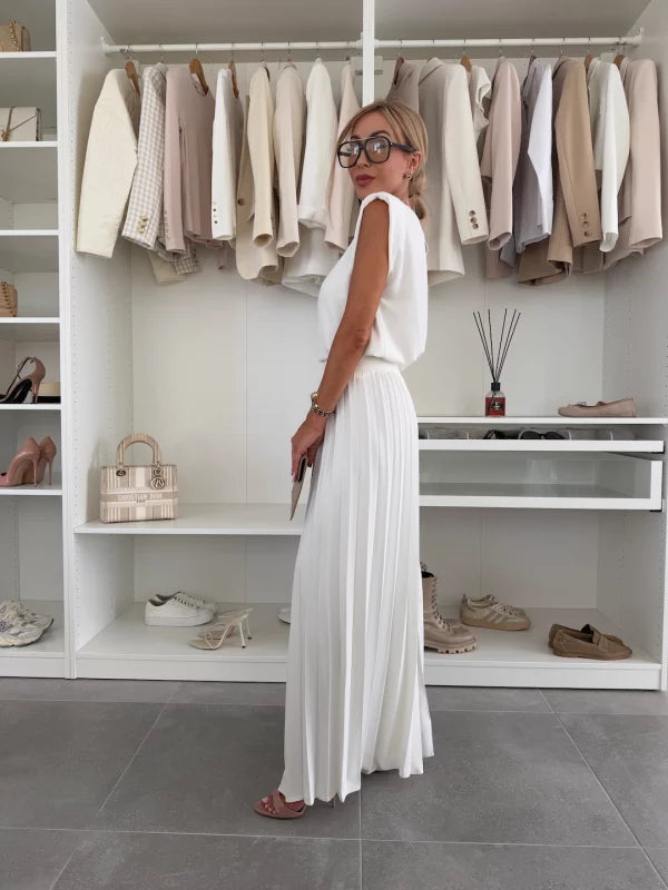 Ann | Women's Sleeveless Top and Wide Leg Pants Set, Casual