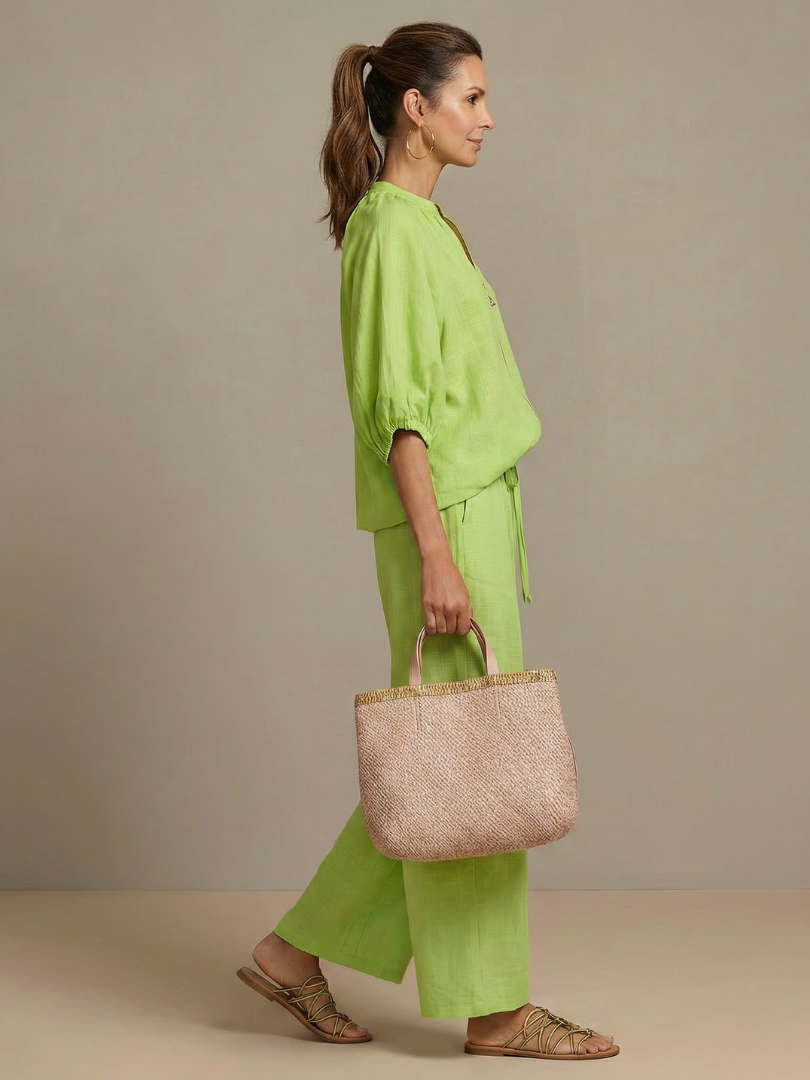 Olivia | Women's Zip-Up Blouse, Wide-Leg Trouser Set