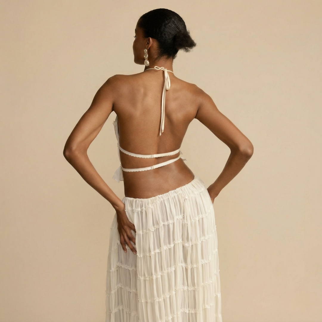 Emma | Women's Maxi Dress Set with Open Back, Summer