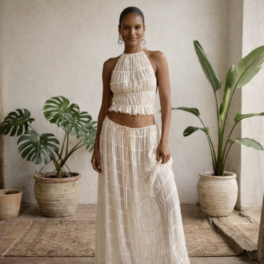 Emma | Women's Maxi Dress Set with Open Back, Summer