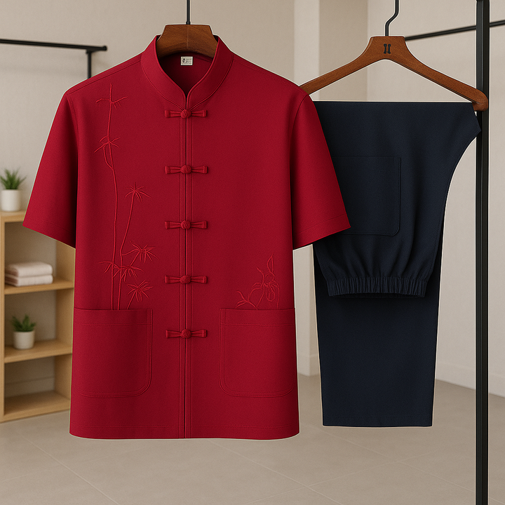 Men's Casual Knit Shirt and Pants Set - Everyday Wear