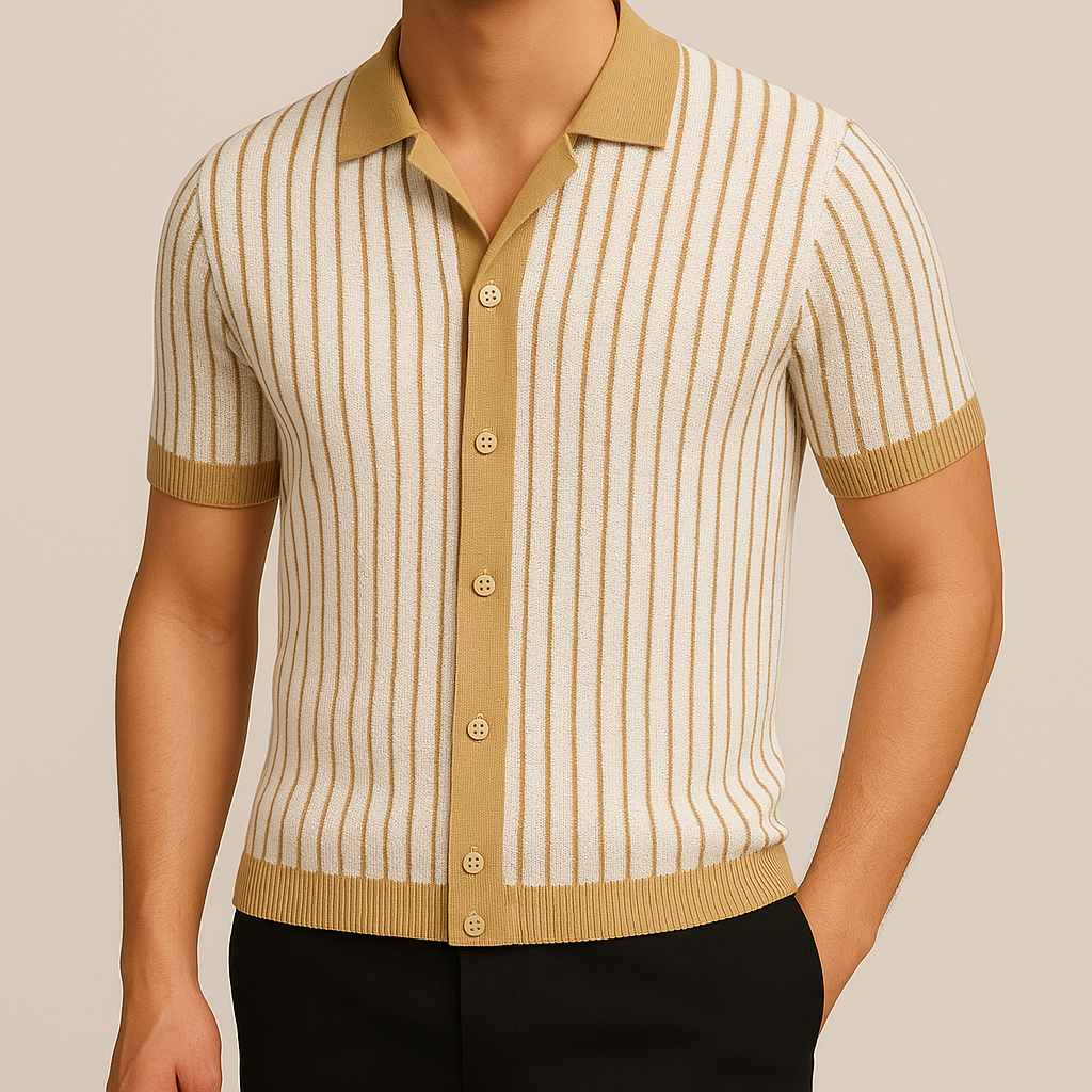 Men's Textured Knit Polo - Classic Fit Casual Wear