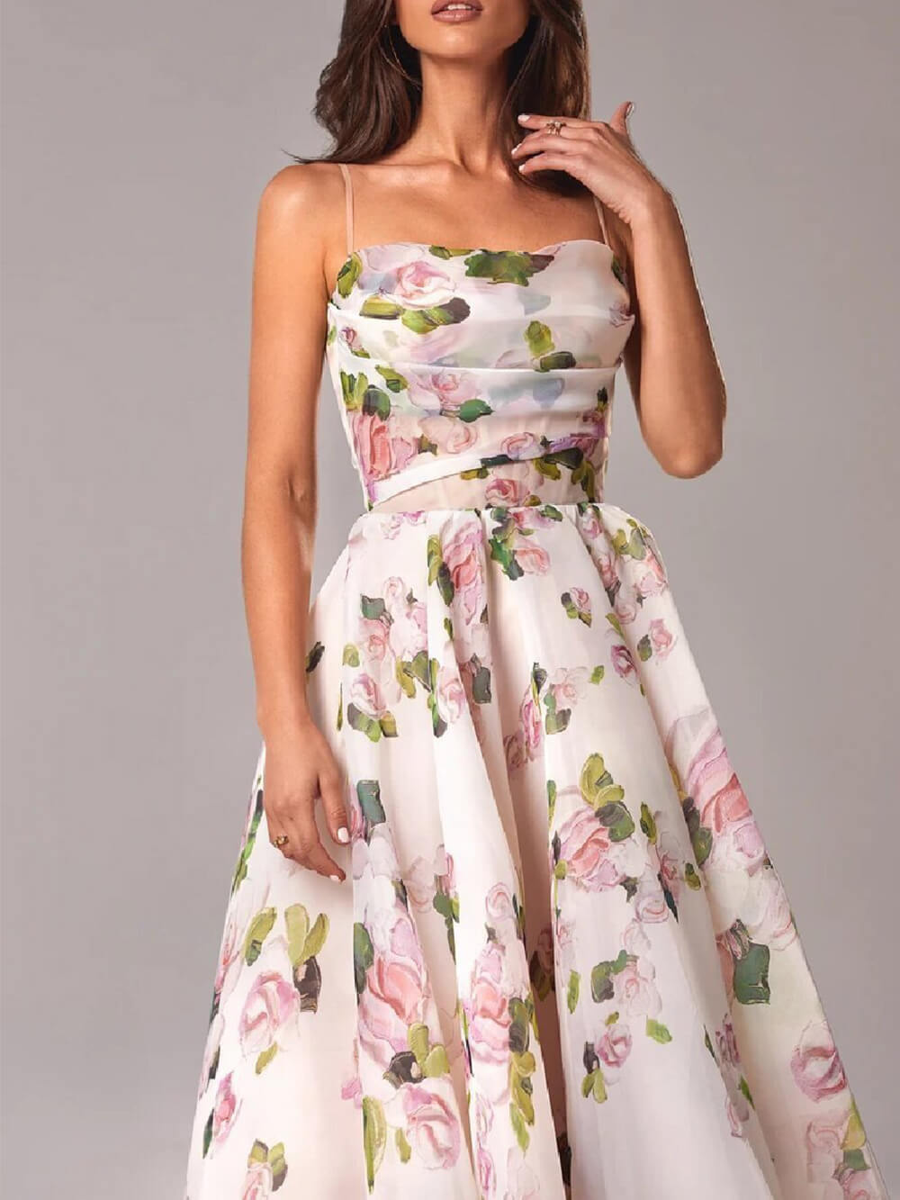 Beverly | Women's Floral A-Line Midi Dress, Spring