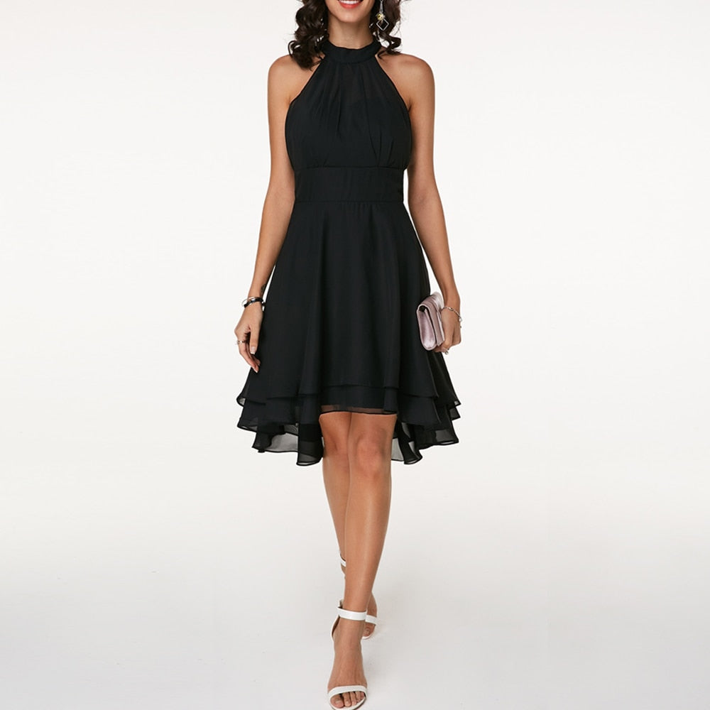 Women's Ruffle Detail Mini Dress - Elegant Evening