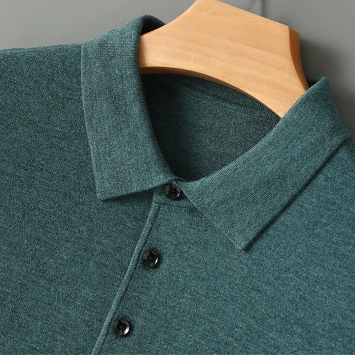 Men's Wool Polo Shirt - Classic Fit Casual Wear