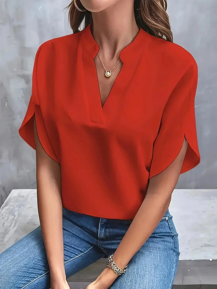 Emily | Women's V-Neck Short Sleeve Blouse, Casual