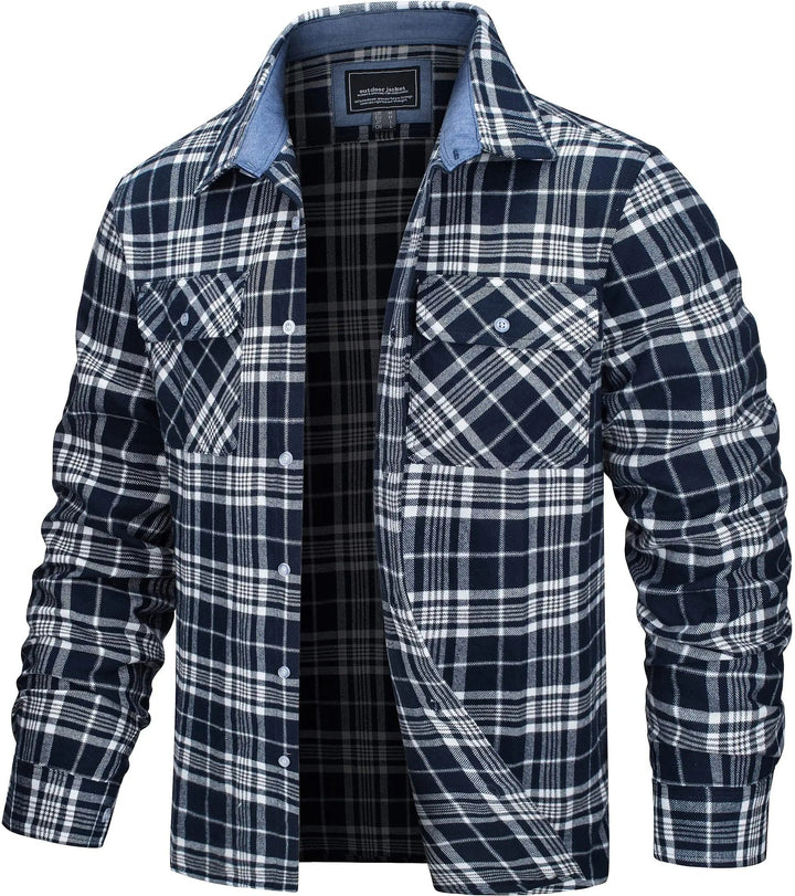 Men's Casual Checked Cotton Flannel Shirt Jacket - Everyday Wear