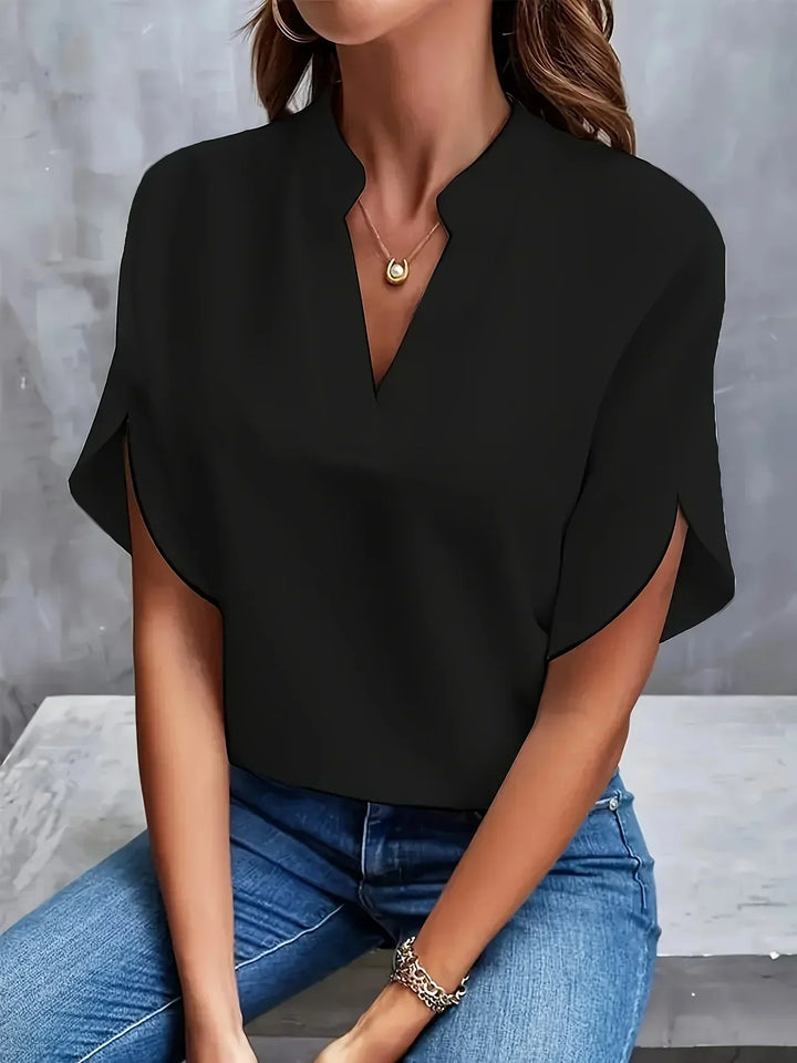 Emily | Women's V-Neck Short Sleeve Blouse, Casual