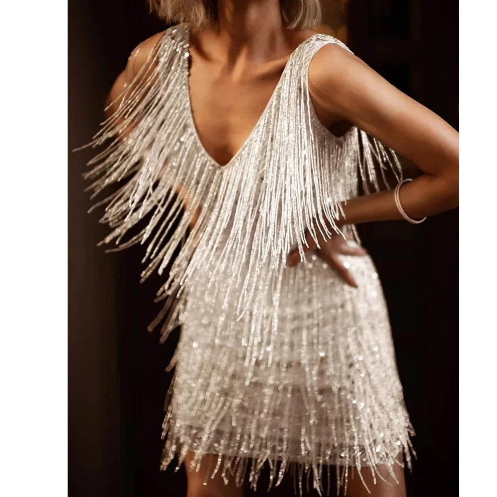 Samantha | Women's Fringe Mini Dress, Cocktail