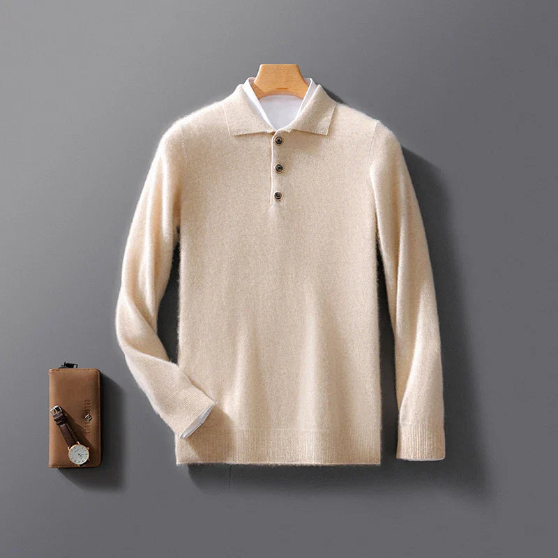 Men's Cashmere Slim Fit Polo Shirt - Casual Summer
