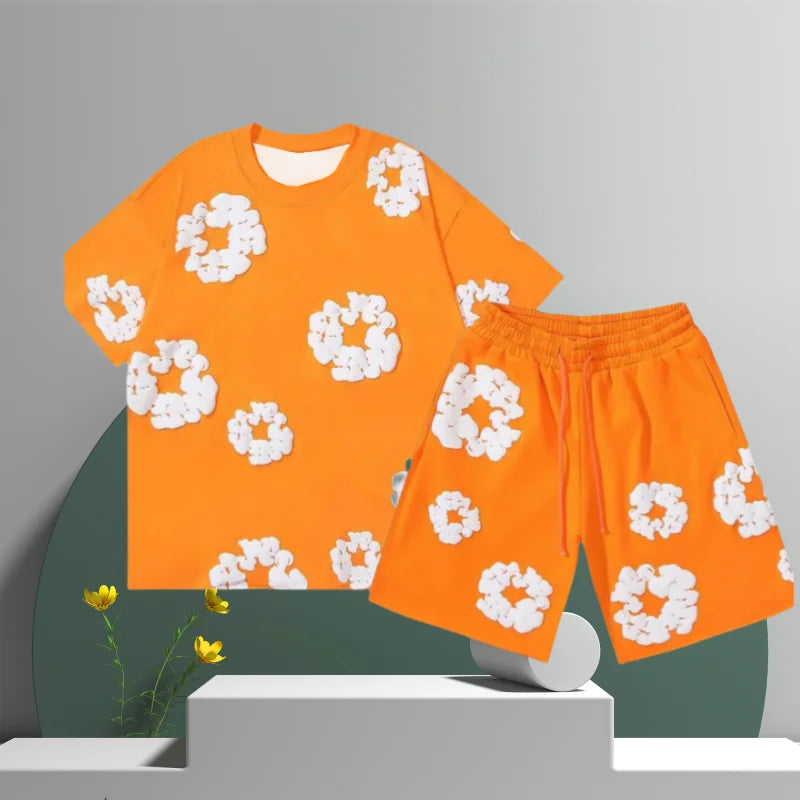 Men's Denim Tears Cotton Flower 3D Printed Shorts Set | Veonus