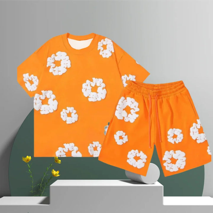 Men's Denim Tears Cotton Flower 3D Printed Shorts Set | Veonus