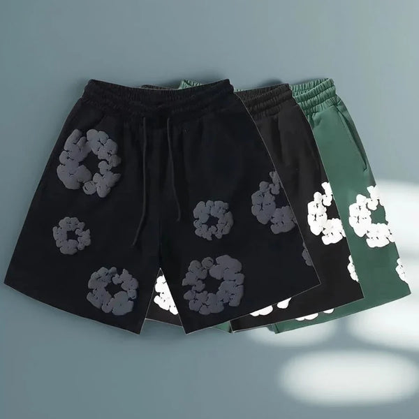 Women's Floral Denim Shorts and Pants Set - Casual