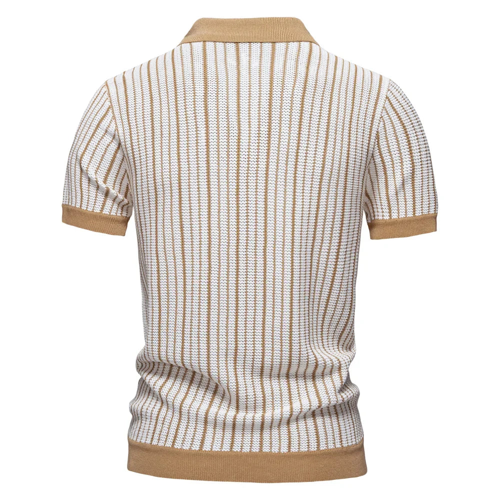 Men's Textured Knit Polo - Classic Fit Casual Wear