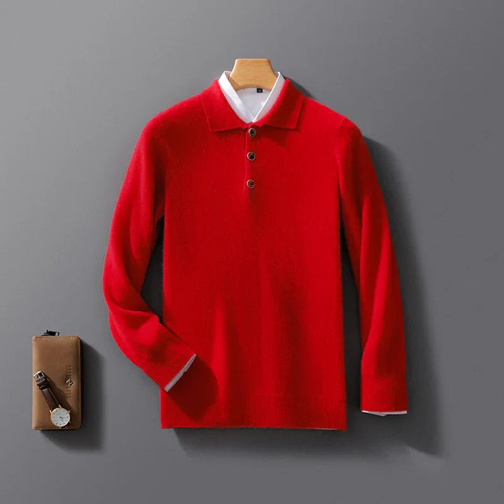 Men's Cashmere Slim Fit Polo Shirt - Casual Summer