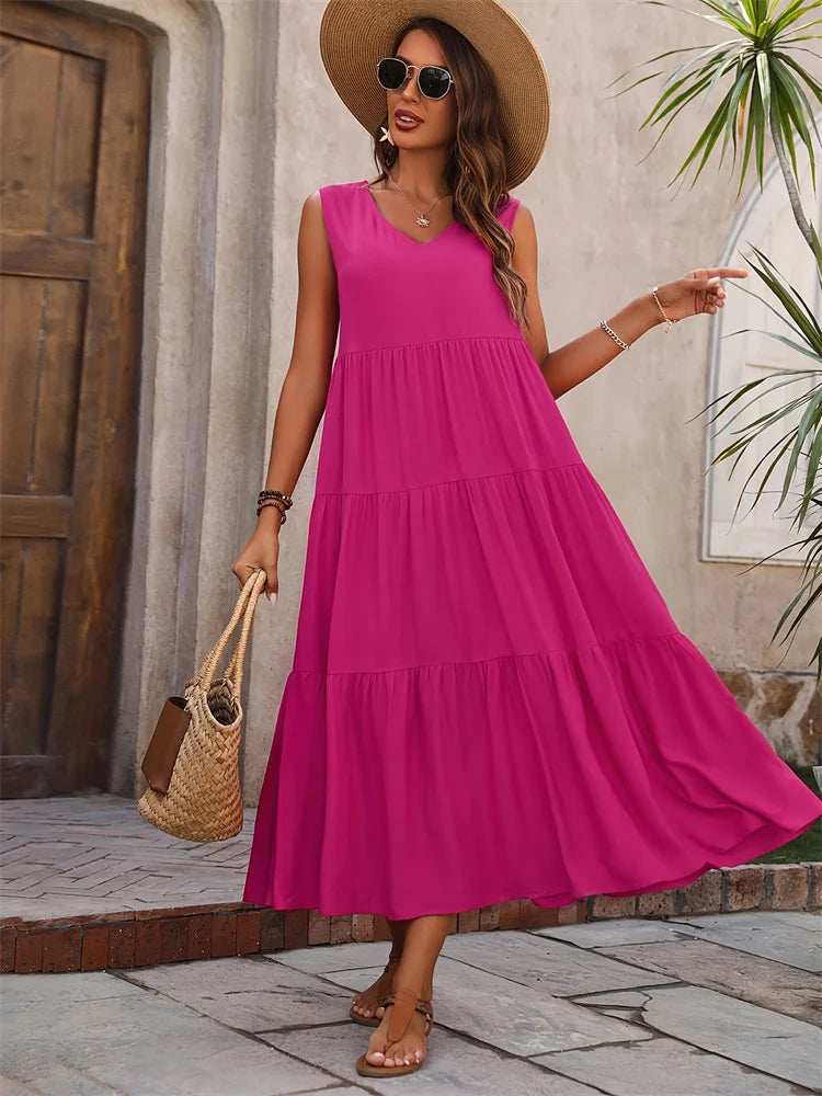 Women's Tiered Maxi Dress - Summer Chiffon