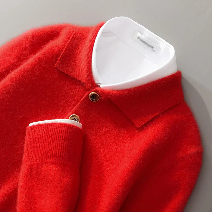 Men's Cashmere Slim Fit Polo Shirt - Casual Summer