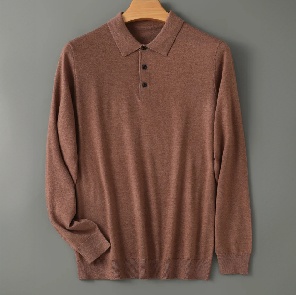 Men's Wool Polo Shirt - Classic Fit Casual Wear