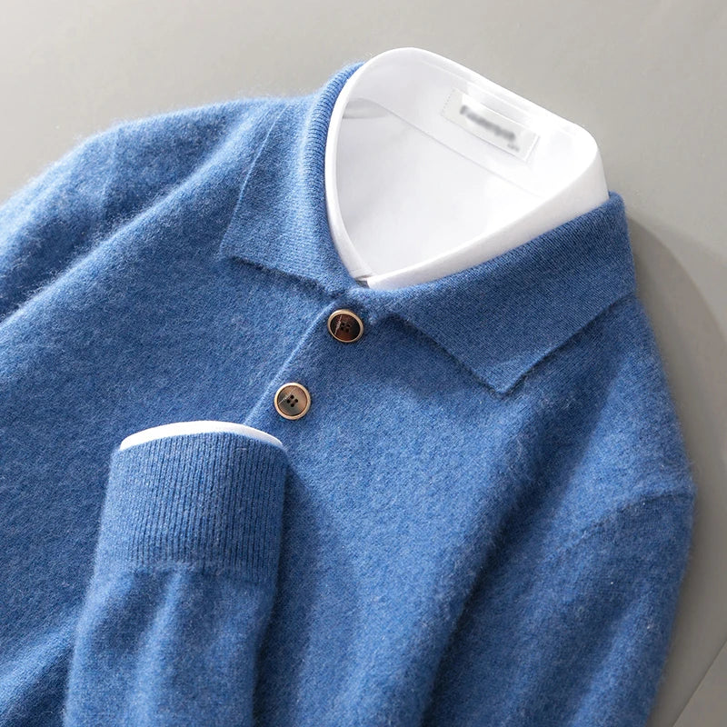 Men's Cashmere Slim Fit Polo Shirt - Casual Summer